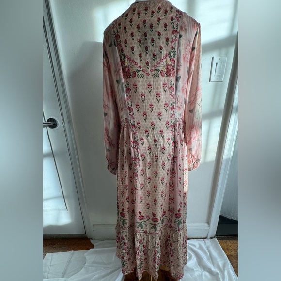 Anita Dongre Silk Pink and Cream Floral Dress - Picture 4 of 8